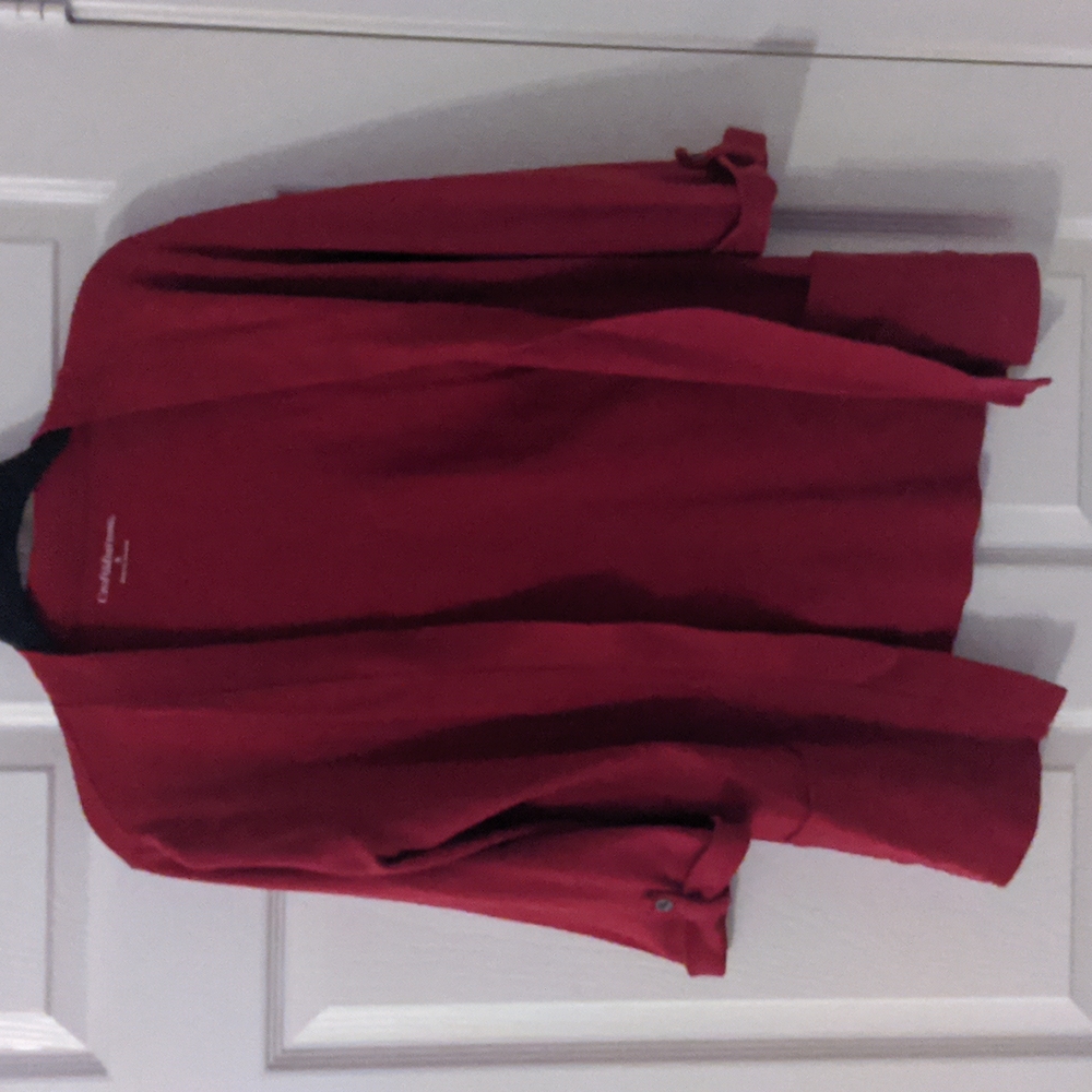 Red cardigan